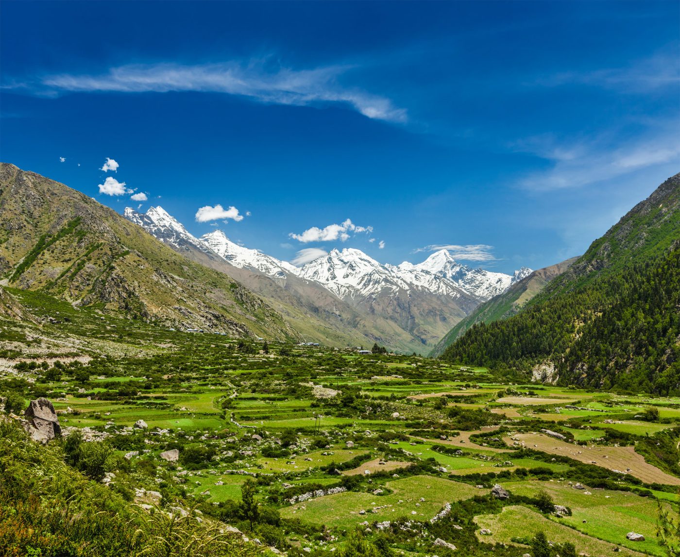 Valley in the Himalayas. Sangla valley, Himachal Pradesh, India